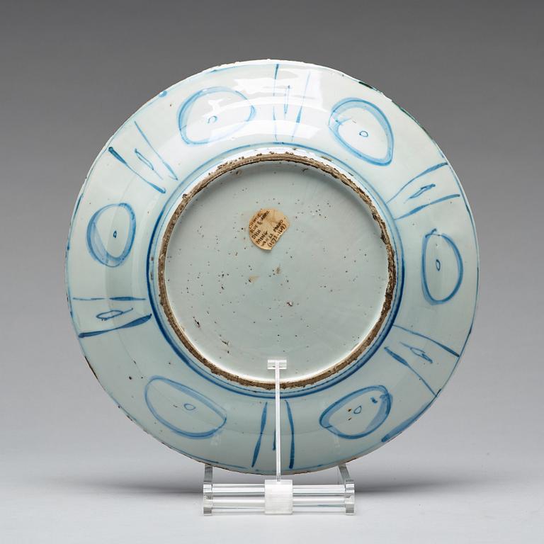 A blue and white kraak dish, Ming dynasty, Wanli (1523-35).