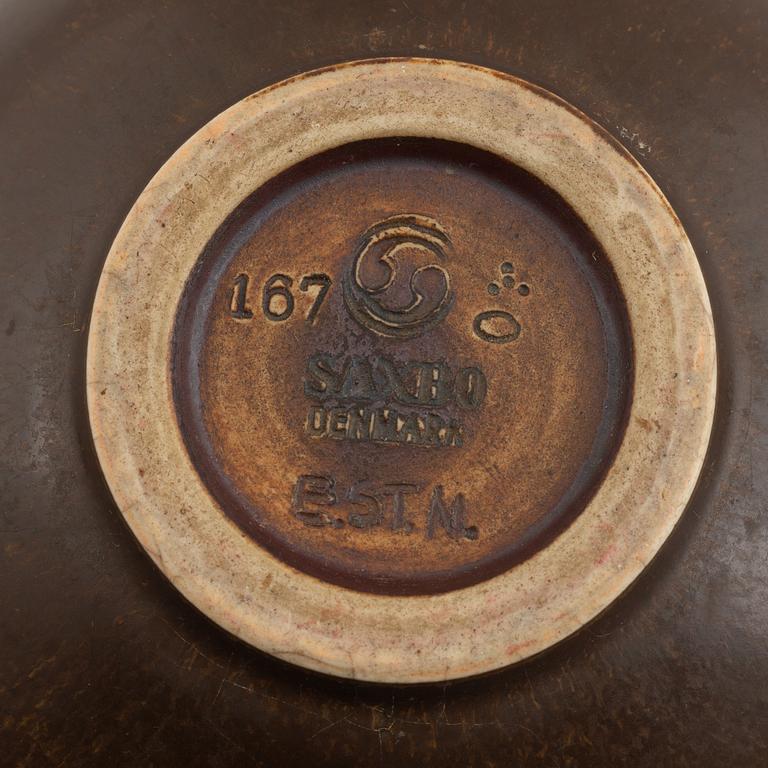 Eva Stæhr Nielsen & others, two stoneware vases and a teapot, Saxbo, Denmark, mid and first half of the 20th century.