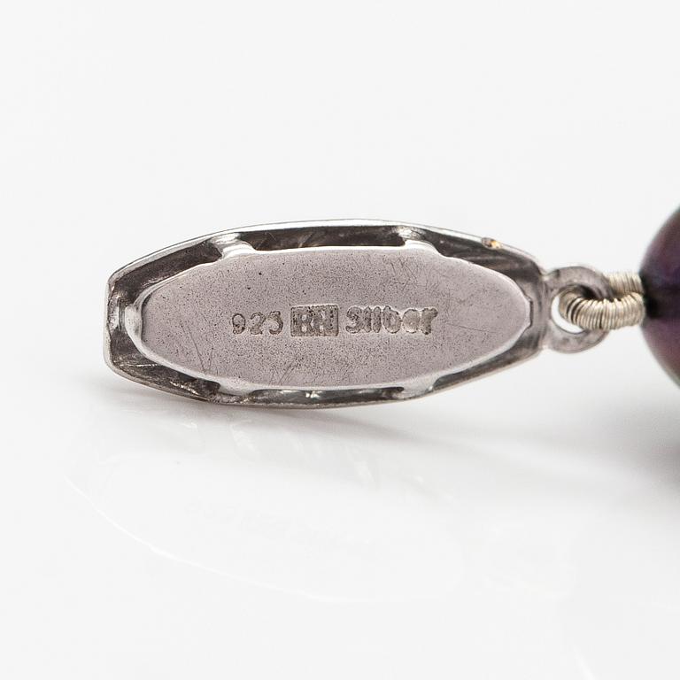 Pärlcollier, odlade pärlor, silver.