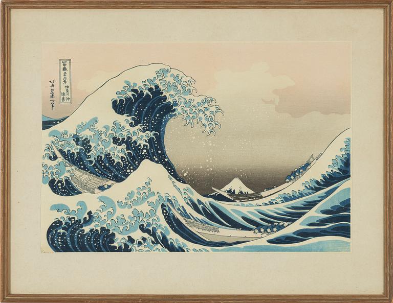 Katsushika Hokusai, efter, färgträsnitt, Japan, 1900-tal.