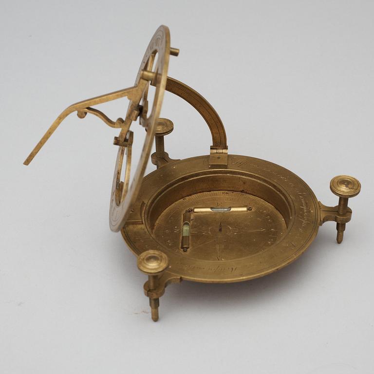 A Russian 18/19th century brass equinoctial sundial.