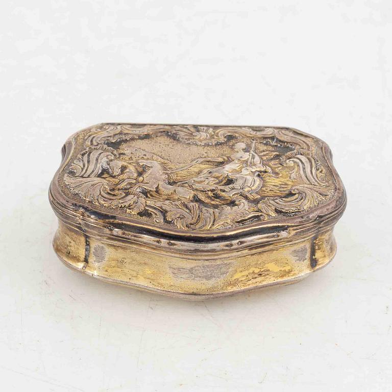 A Rococo silver box, unmarked, Northern Europe, second half of the 18th century.