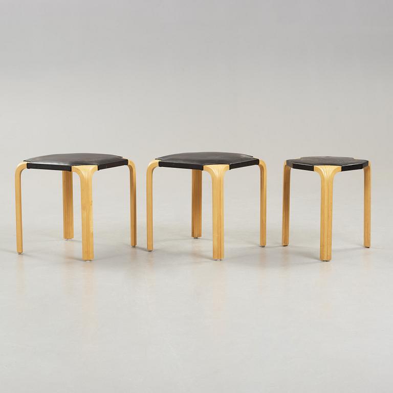 A set of three stools by Alvar Aalto, Artek.