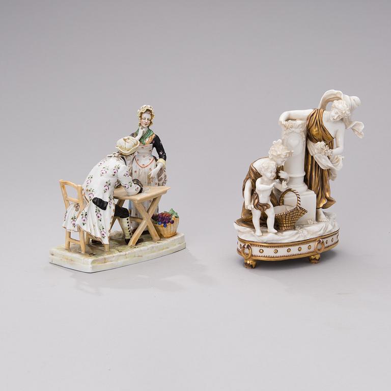 Two 17th century porcelain figure groups.