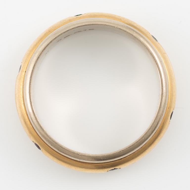 Ring, 18K gold with brilliant-cut diamonds and coloured stones.