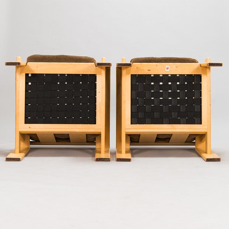 Esko Pajamies, A pair of 1970's 'Bonanza' armchairs, coffee table and sofa for Asko.