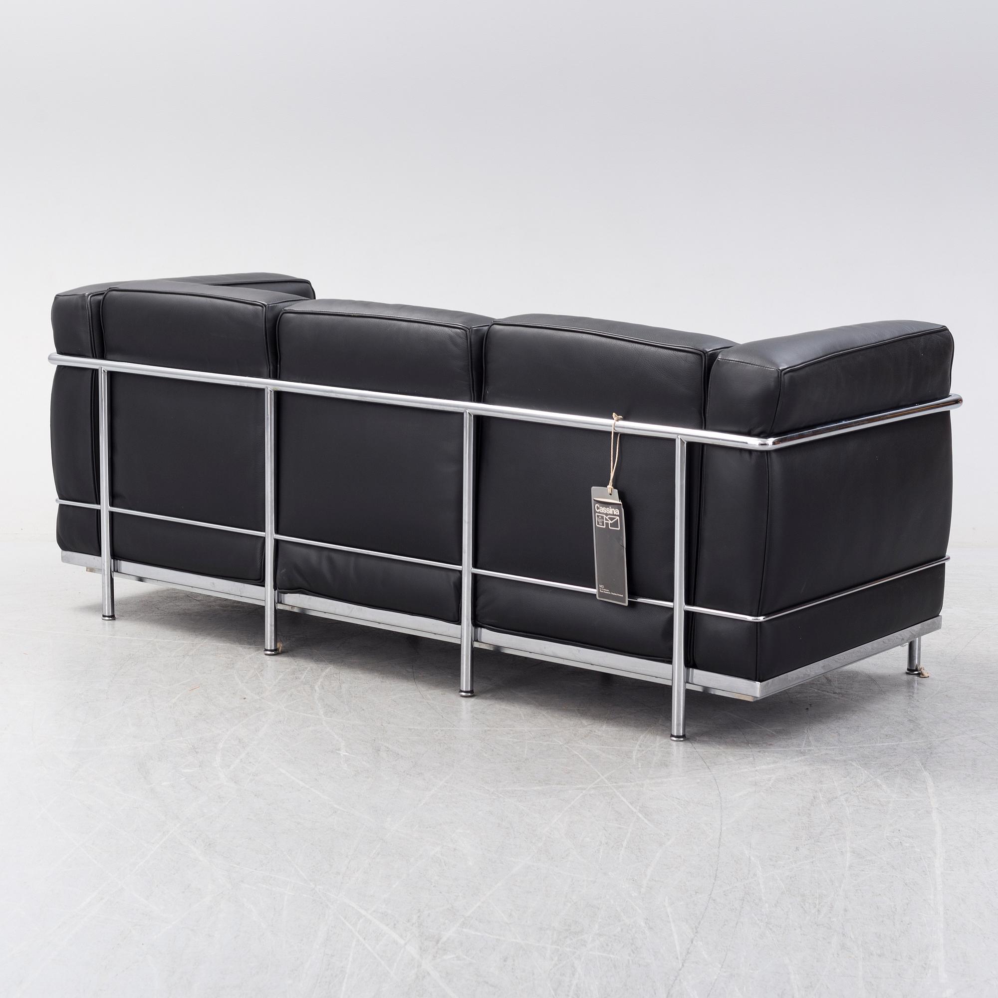 LE CORBUSIER, PIERRE JEANNERET & CHARLOTTE PERRIAND, an 'LC2' sofa from Cassina, Italy.