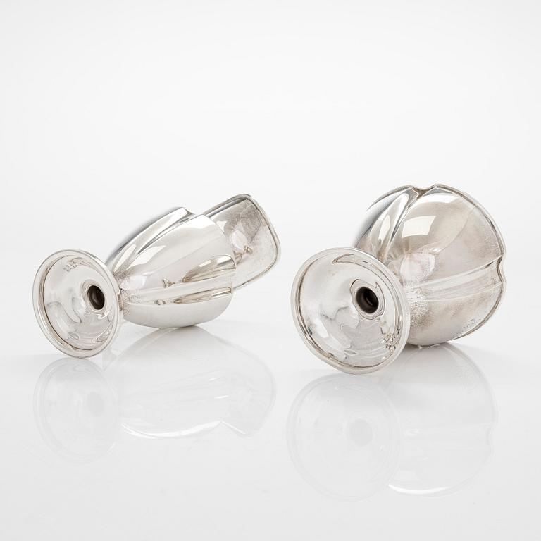 Kaffe- och teservis, 5 delar, silver, på försilvrad bricka, USA, sannolikt 1930-tal.