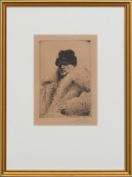 Anders Zorn, a signed etching form 1916.