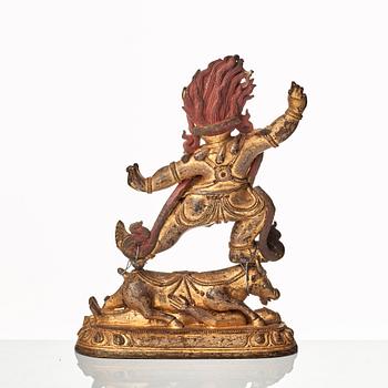 Yama, kallförgylld brons. Tibetokinesisk, 1800-tal.