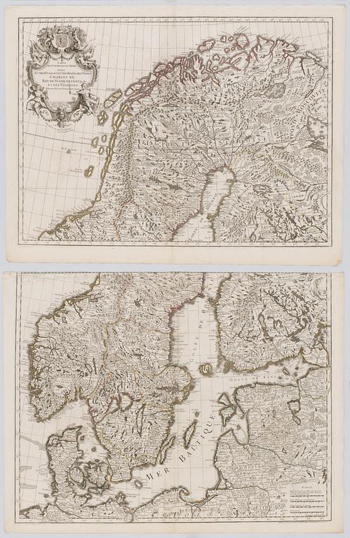 KARTA, "Carte des courones du Nord dediée au tres puissant...", 1700-talets andra hälft.