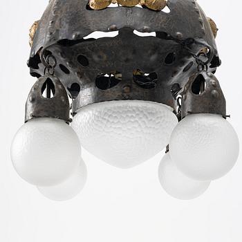 An Art Nouveau ceiling lamp, Böhlmarks, circa 1900.