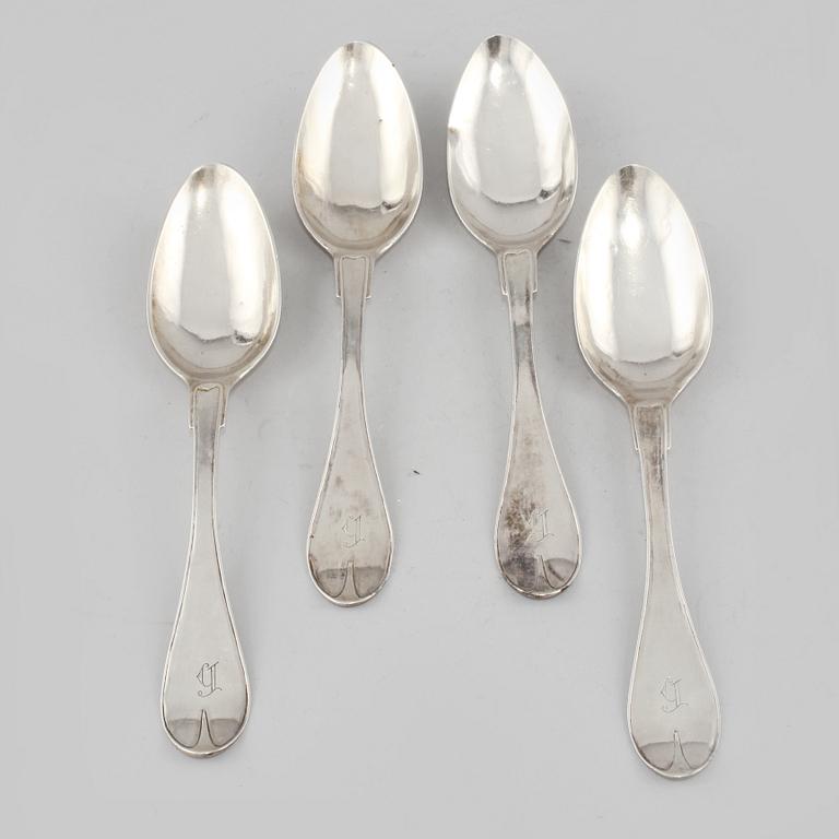 BORDSKEDAR, 4 st, silver, Johan Lindgren, Gävle, 1801. Vikt 165 g.