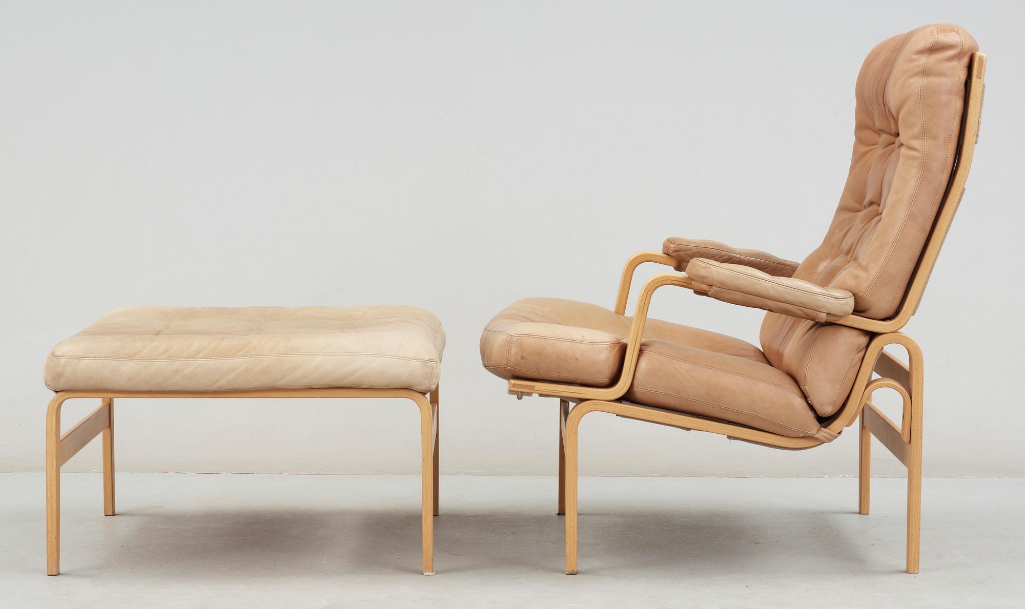 FÅTÖLJ samt FOTPALL, "Ingrid", Bruno Mathsson, Dux.