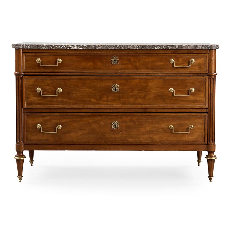 A Directoire late 18th century mahogany commode.