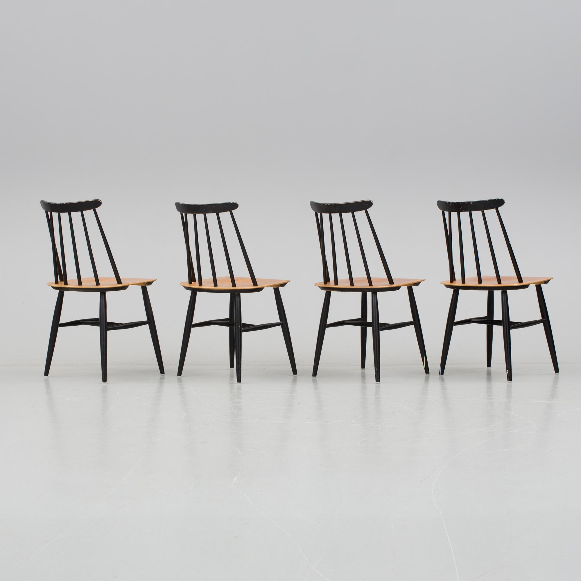 STOLAR, 4 st, "Fanett", Ilmari Tapiovaara, Edsbyverken, formgiven 1958.