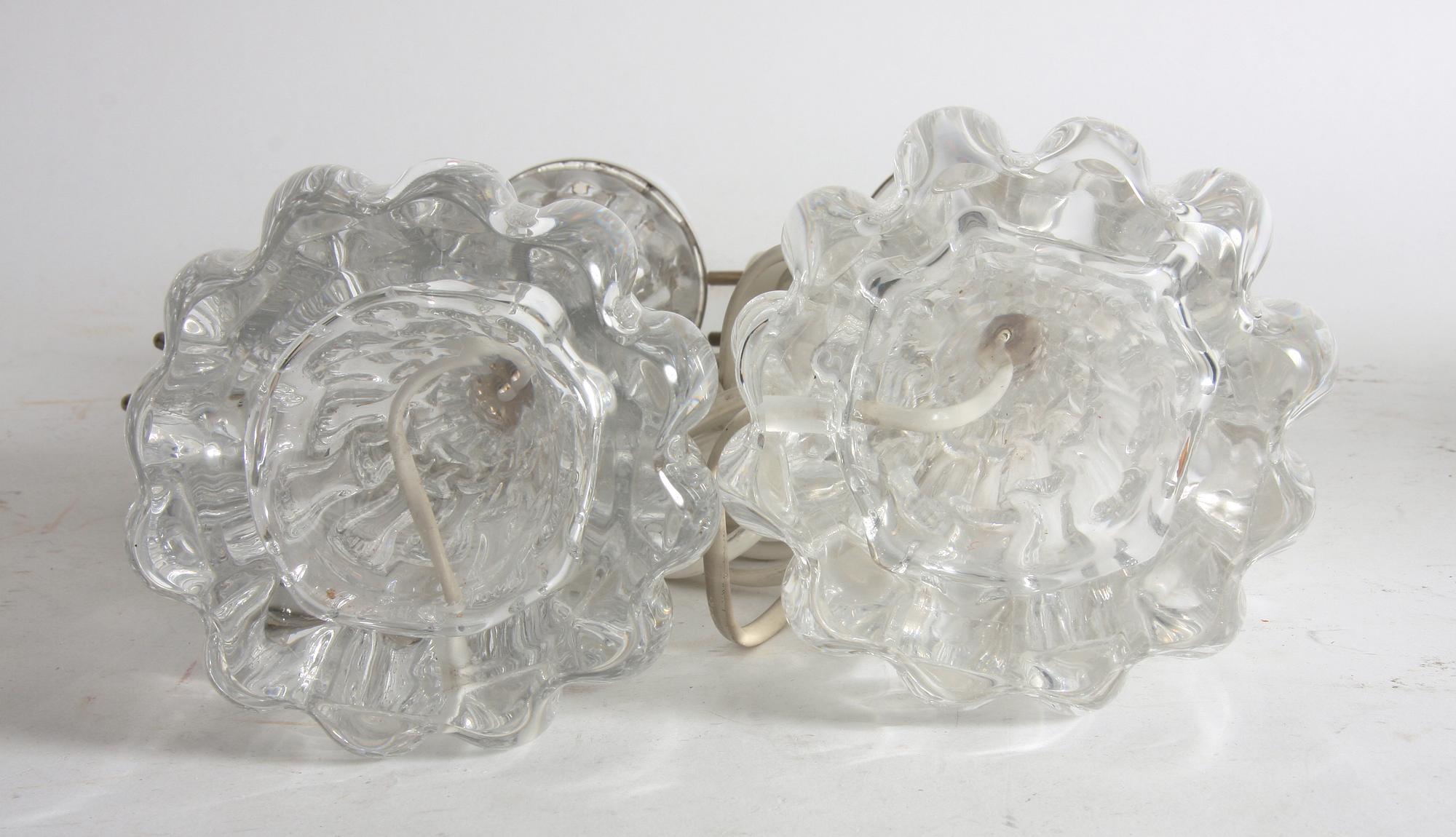 BORDSARMATURER, ett par, glas, Carl Fagerlund, Orrefors.