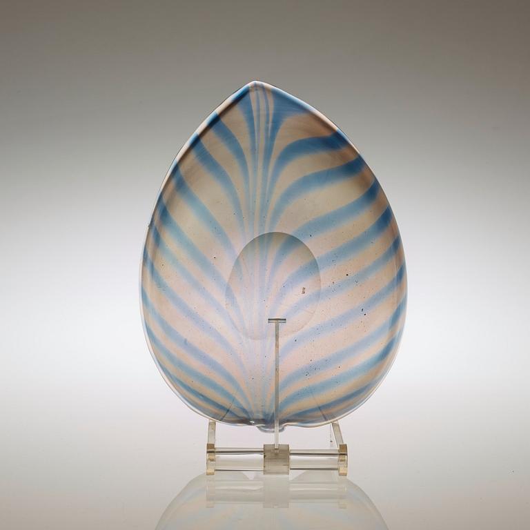 A Tyra Lundgren irridescent blue and smoke coloured glass bowl, Venini, Murano, Italy, 1930's-40's.