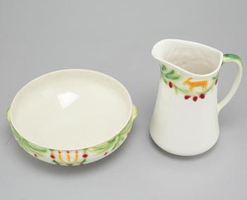 A jug and a bowl in earthenware by Rörstrand, second quarter of the 20th century.