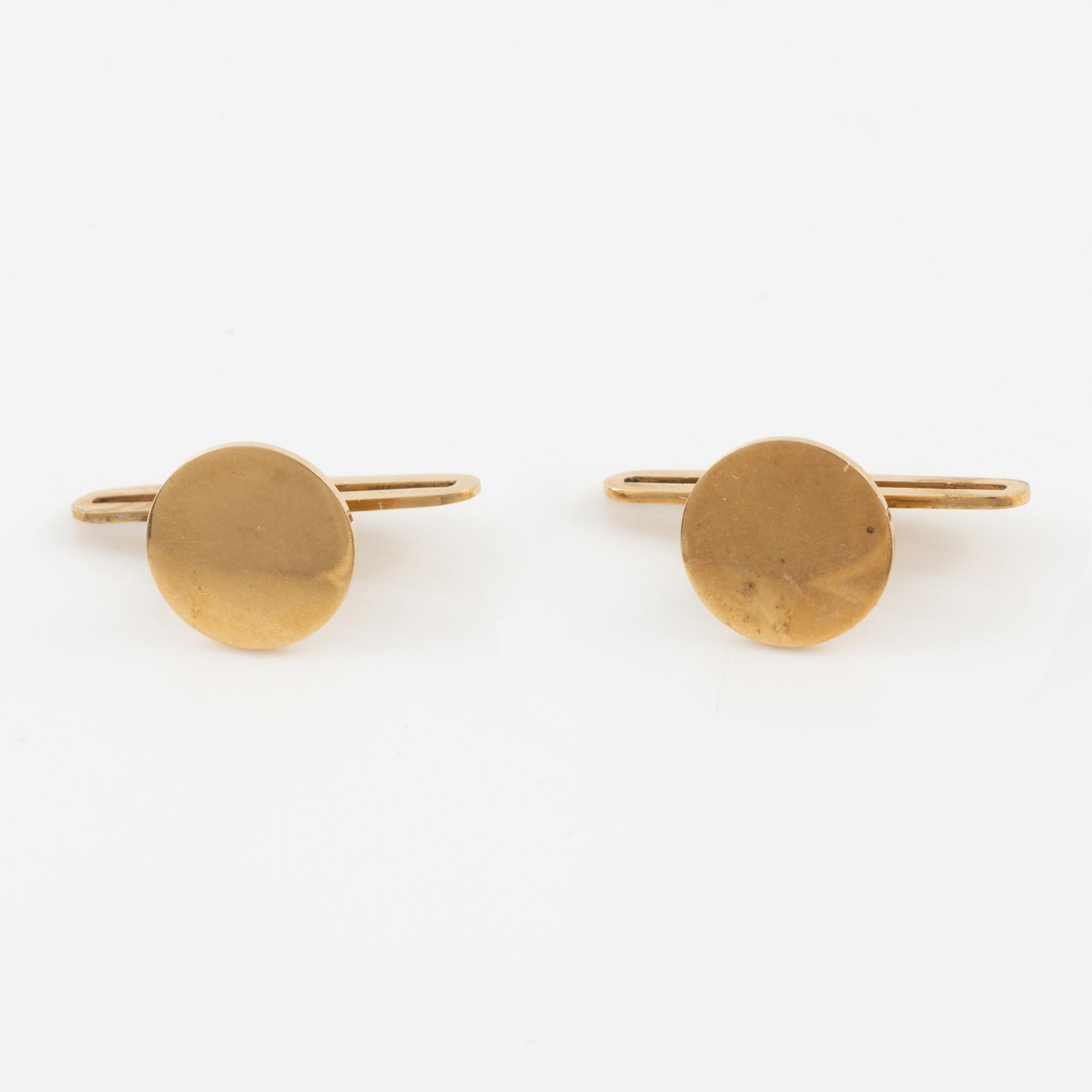 Manschettknappar och skjortknappar, sex stycken, 18K guld.