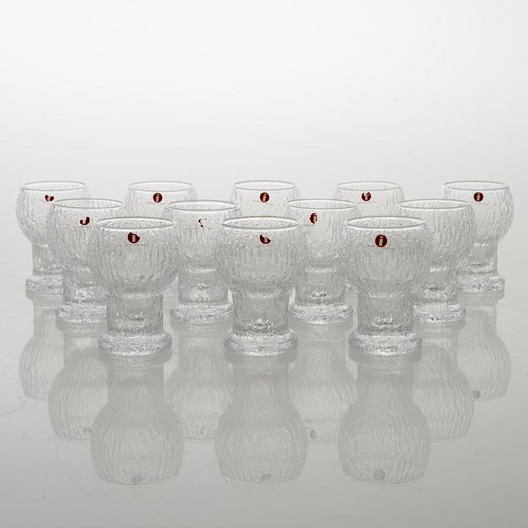 TIMO SARPANEVA, set of 12 'Naukku' drinking glasses from Kekkerit (Party) series for Iittala.