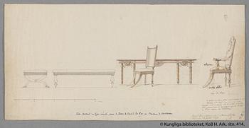 Kungliga taburetter, ett par, av Erik Öhrmark och Pehr Ljung efter ritning av Louis Masreliez, 1790-tal, Sengustavianska.