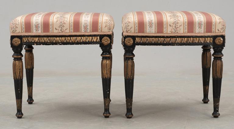 A pair of late Gustavian circa 1800 stools.