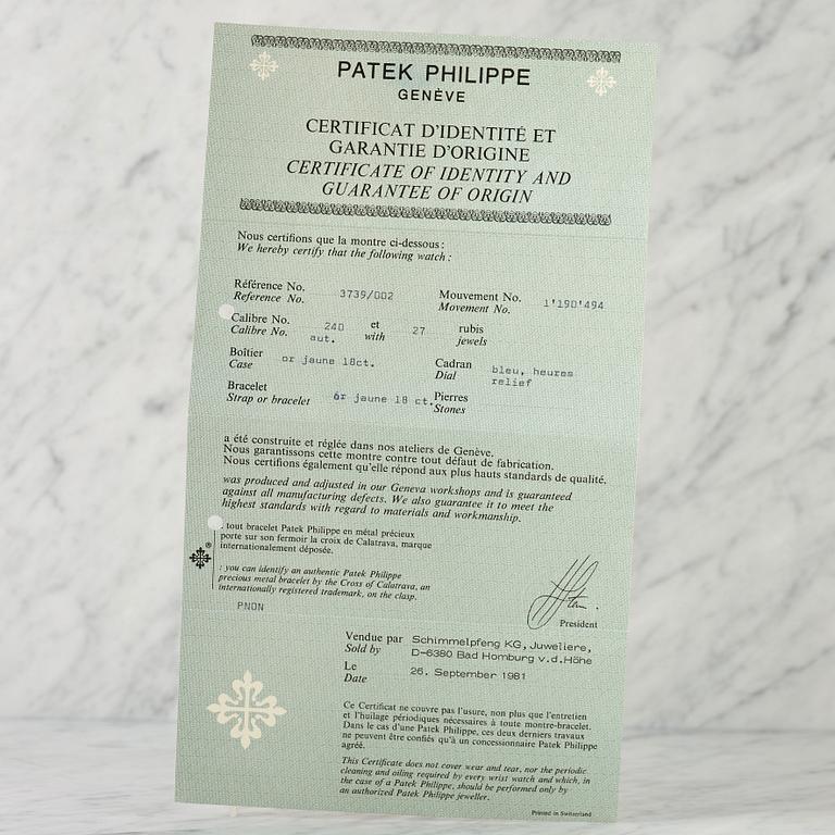 PATEK PHILIPPE, Genève, Golden Ellipse, "Cushion shaped", armbandsur 36,5 x 34,5 mm,