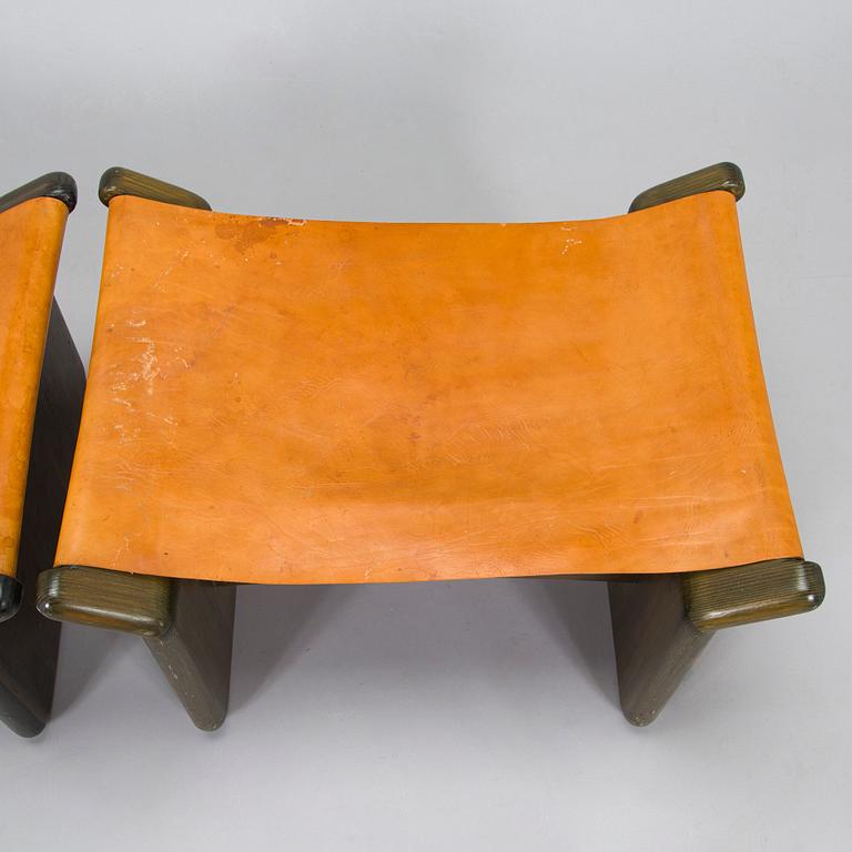 Tapio Wirkkala, a pair of stools made to order  for the Finnish Glass Museum manufactured by  Reino Huotari 1981.