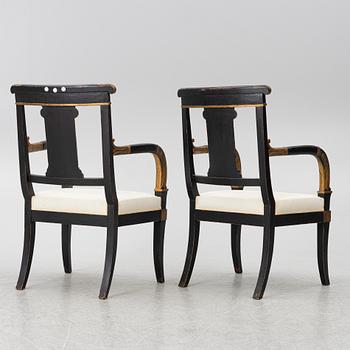 Stolar, ett par, empirestil, modern tillverkning.