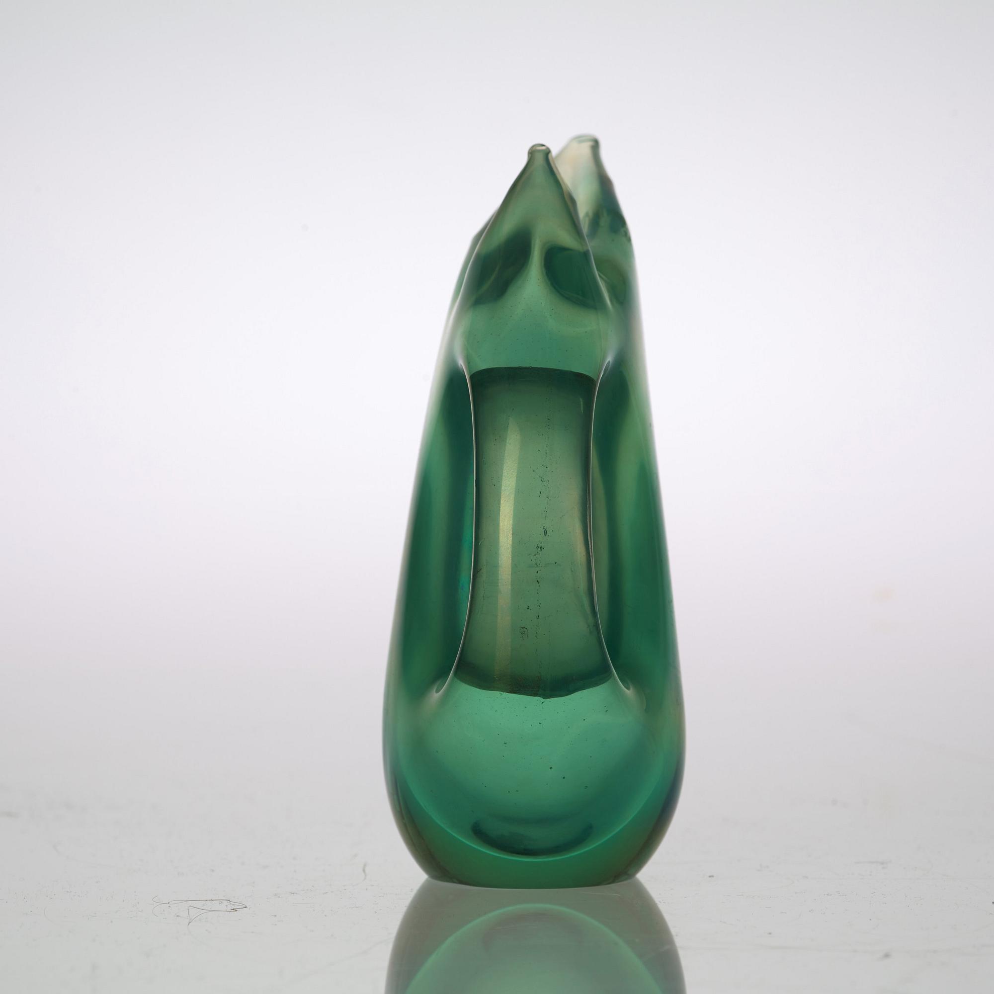 A Giorgio Ferro 'Anse Volante' glass pitcher, A.VE.M (Arte Vetraria Muranese), Italy 1950's.