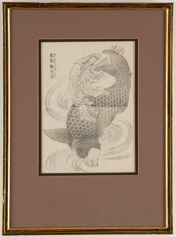 Katsushika Hokusai, a sheet from album, coloured woodblock print. Japan, 19th century.