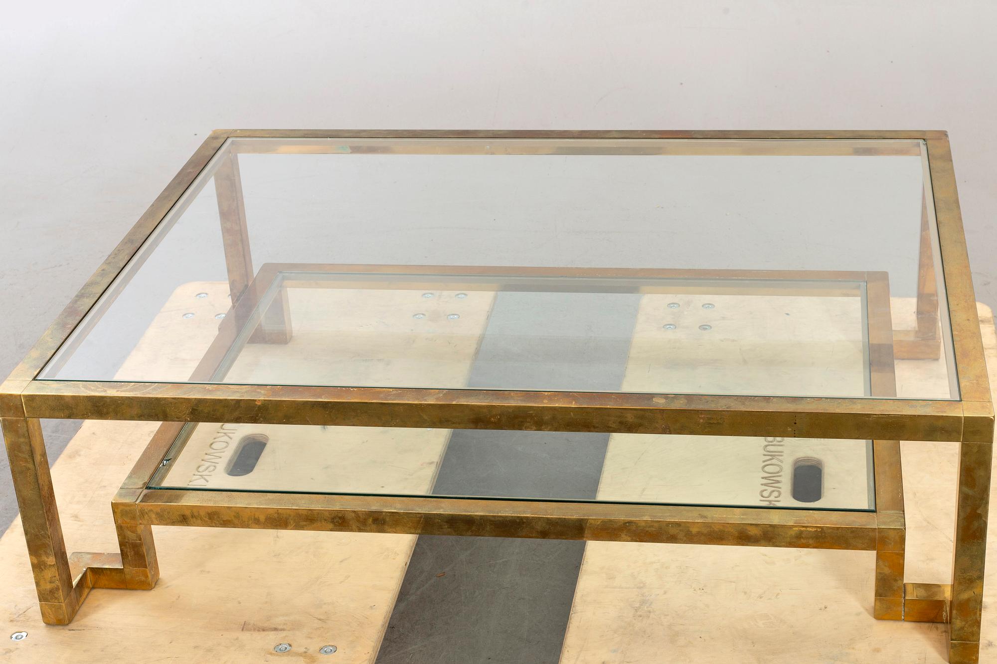 SOFFBORD, glas och mässing, Italien, 1900-talets andra hälft.