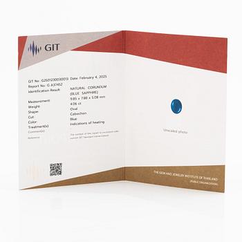 Earrings in 18K gold with cabochon-cut sapphires and octagon-cut diamonds.