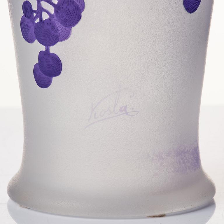 Karl Lindeberg, an Art Nouveau cameo glass vase, Kosta Sweden.