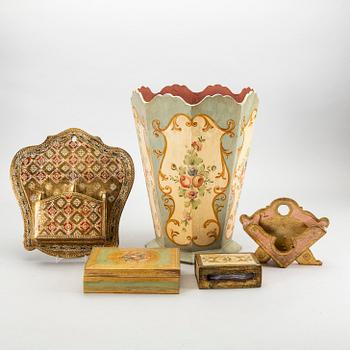 A set of five mid 20th century wood items by Paoletti, Firenze Italy.