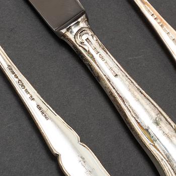 A Swedish 20th century 36-piece silver cutlery service, mark of MEMA and CGH, 1950's-70's.