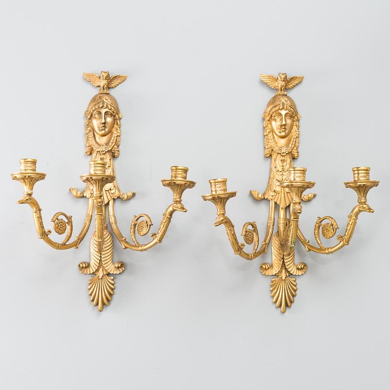 VÄGGAPPLIQUER, ett par, 1800-tal.