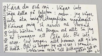 LARS LERIN, akvarell/vykort. Signerad.