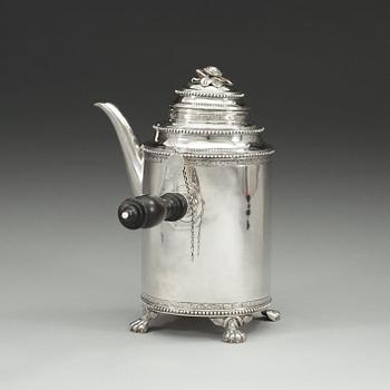 A Swedish 18th century silver coffee-pot, makers mark of Petter Eneroth, Stockholm 1791.