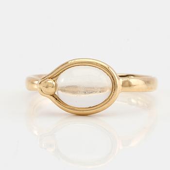 Vivianna Torun Bülow-Hübe, ring model no. 1418, 18K gold with moonstone, for Georg Jensen Denmark.