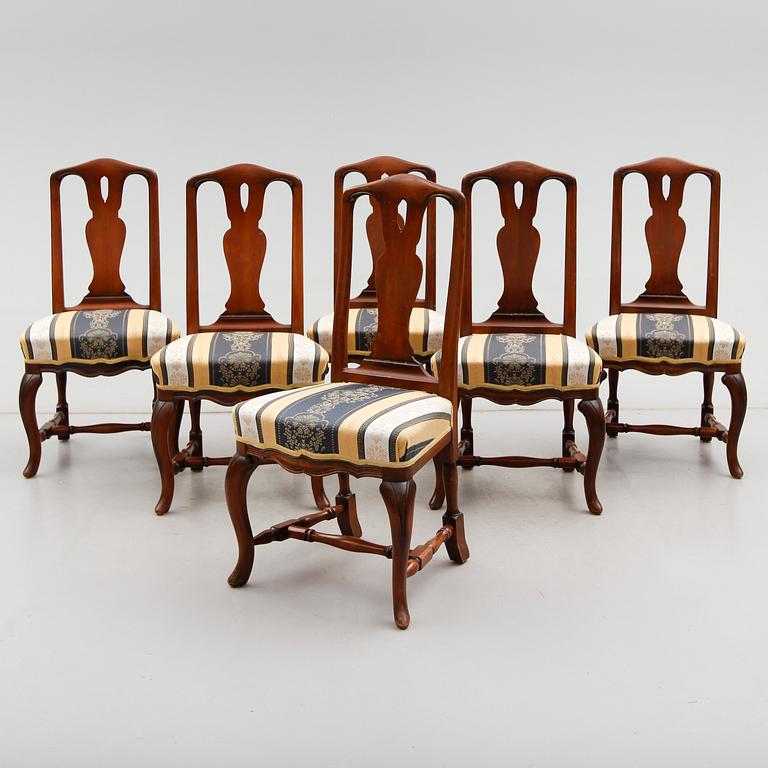 STOLAR, 6 st, senbarockstil, Åmells, 1900-talets andra hälft.