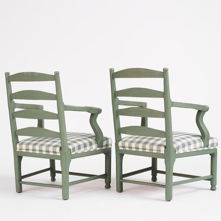 A pair of Gustavian 'Gripsholm' ladder-back armchairs, late 18th century.