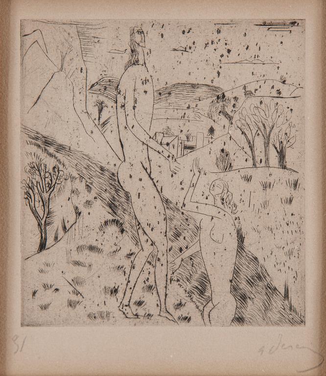 ANDRÉ DERAIN, torrnål, singerad i blyerts.