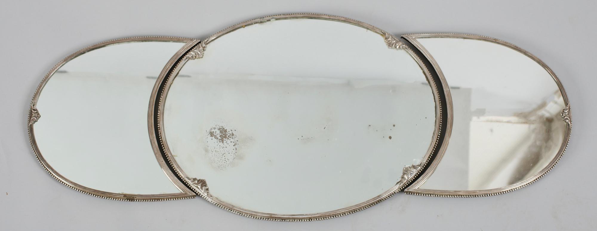 BORDSPLATEAU, 3 delar, nysilver, 1900-talets första hälft.