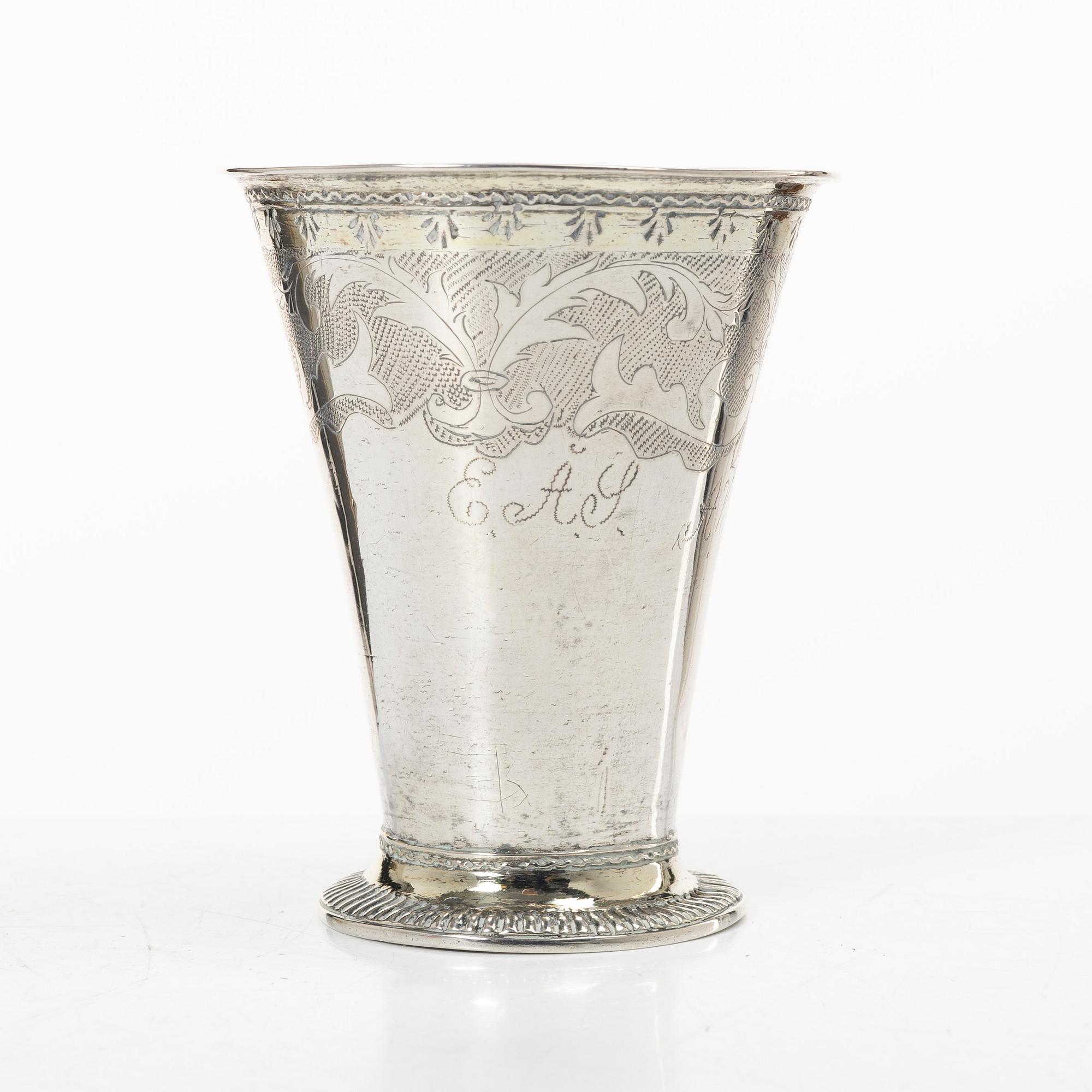 A Swedish Rococo silver beaker, mark of Elias Noreus, Östhammar 1760.