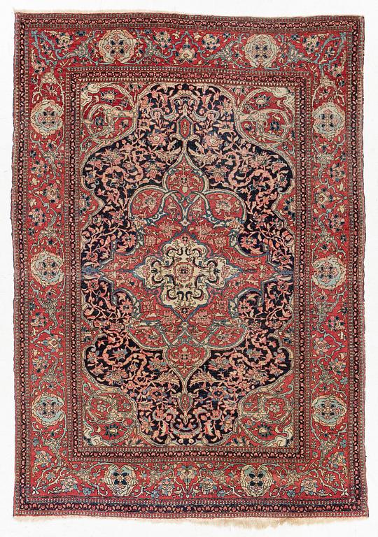 An antique/semi-antique Mobarakeh-Esfahan rug, c. 205 x 144 cm.