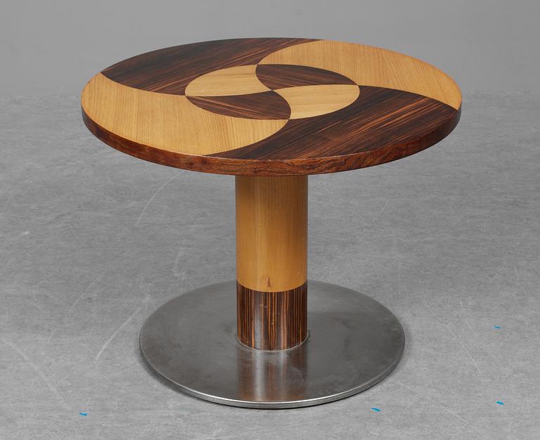 An Otto Schulz veneered table on a metal coated base, Boet, Gothenburg 1930's.