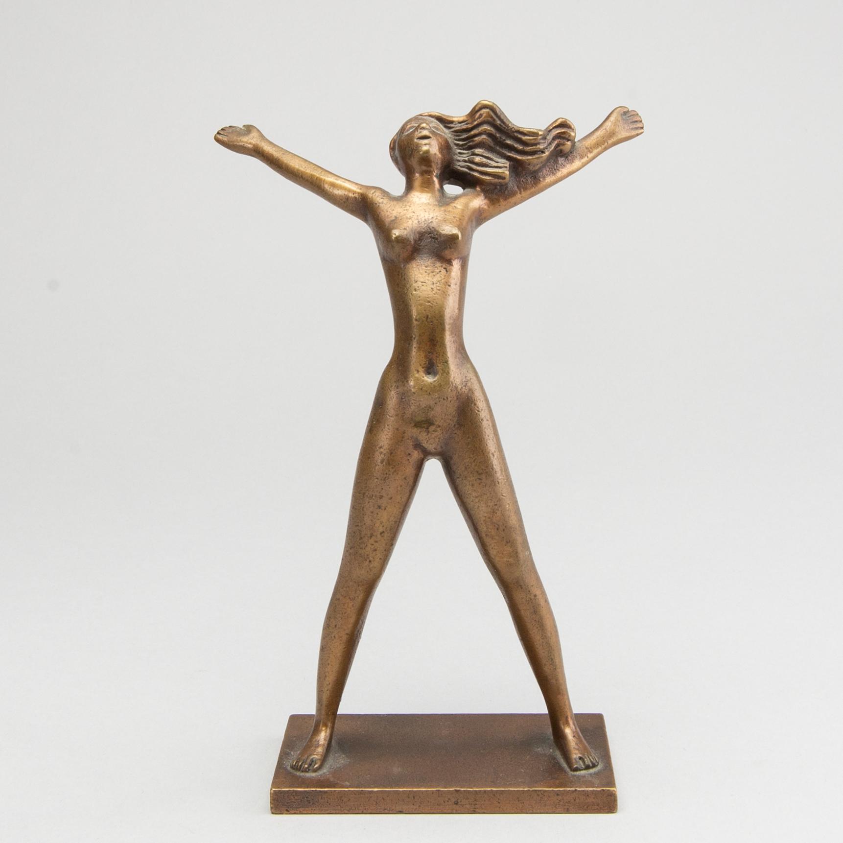 STIG BLOMBERG, a patinated bronze sculpture sculpture "Fritidsflickan", Ystad-Brons, Sweden 1936.