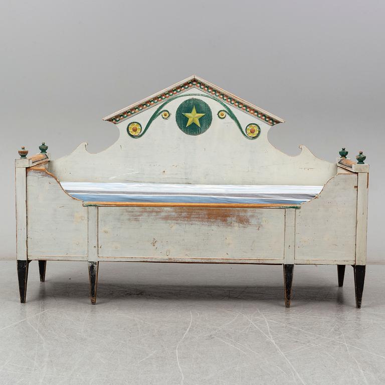 A first half of the 19th century folk art sofa, Hälsingland, Sweden.